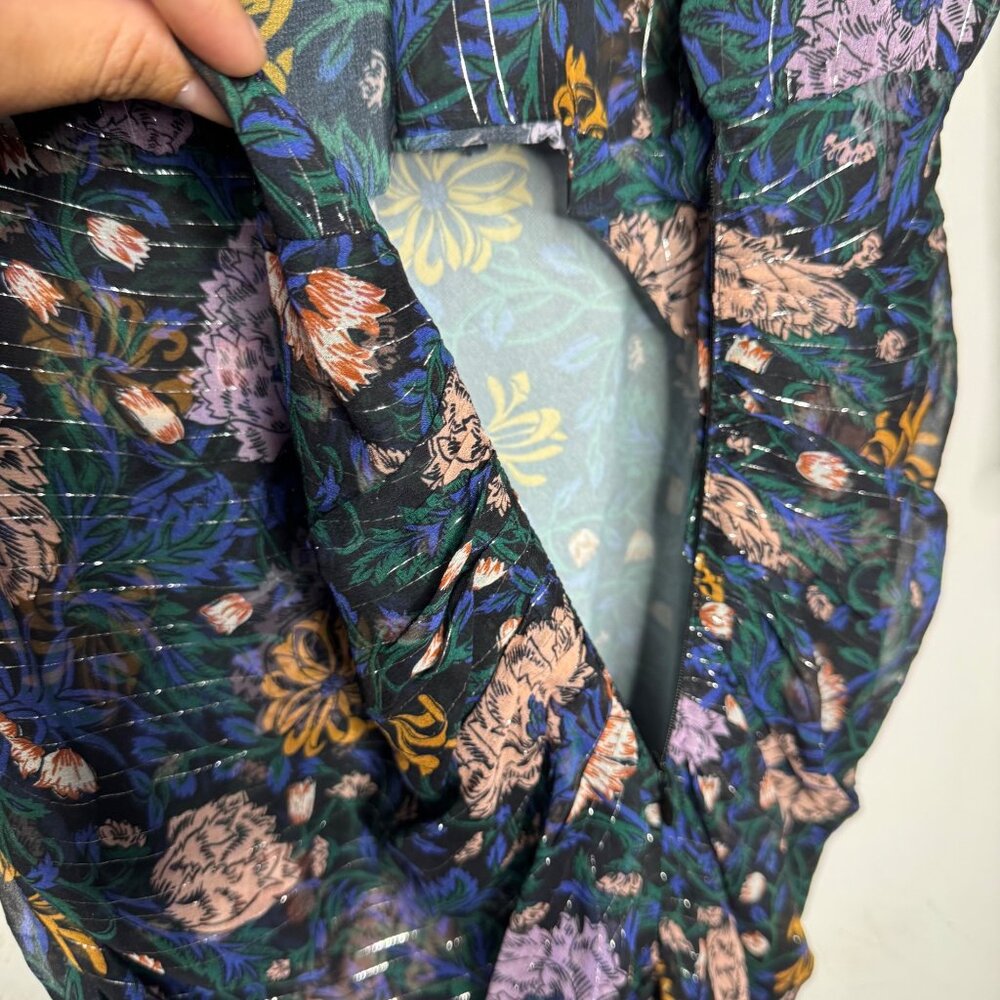 Veronica Beard Peppa Sheer Romantic Floral Silk Mini Blouse Dress Women's size 8 - Picture 11 of 12